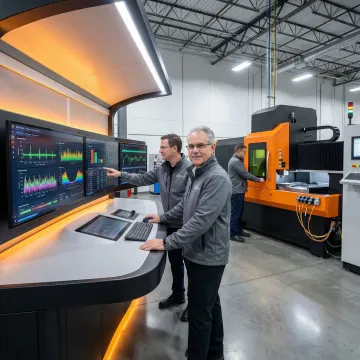 Real-time quality monitoring dashboard on an industrial plant floor with active sensor data