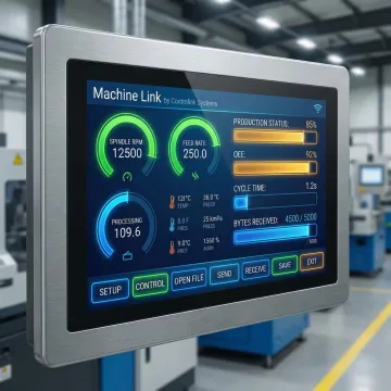 Custom HMI application displaying real-time production data on industrial monitor