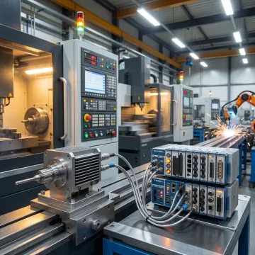 Custom industrial sensor connected to a data acquisition system in a manufacturing plant