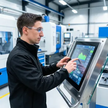 Industrial HMI control module interface on a manufacturing shop floor