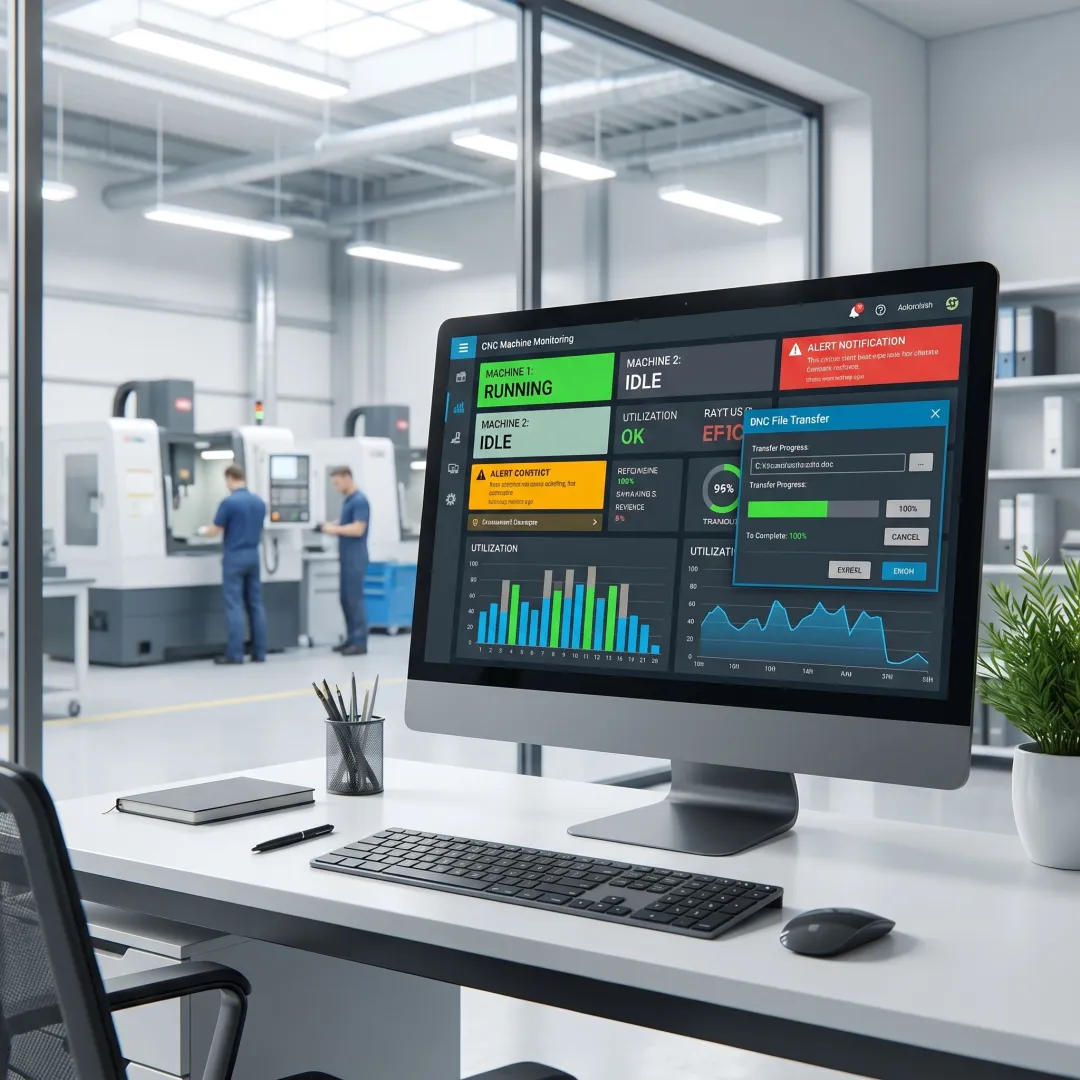 CNC software monitoring and file management interface