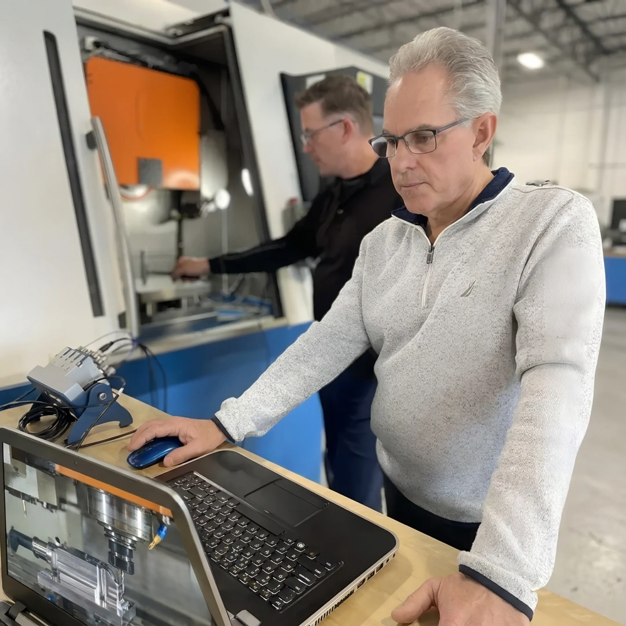 Modern precision CNC milling machine running in a manufacturing shop