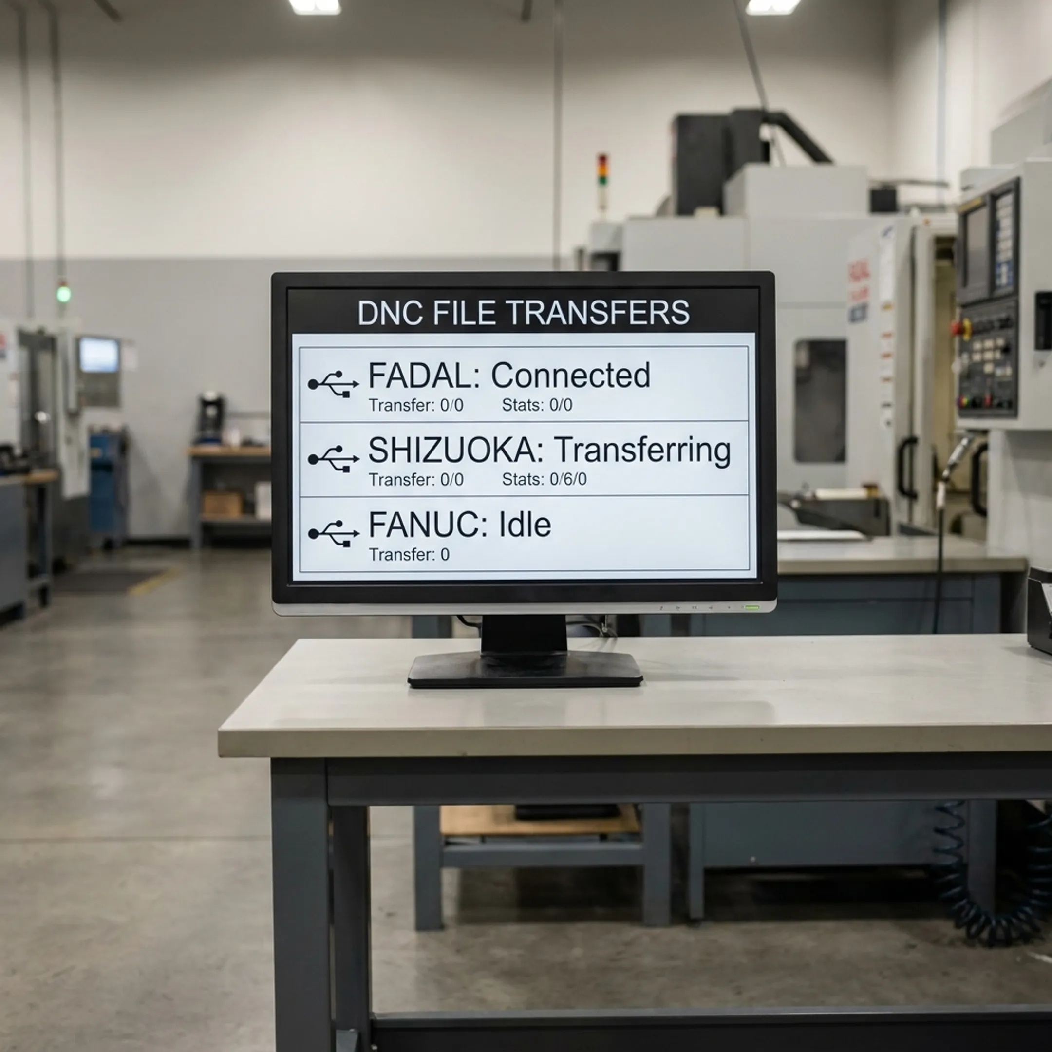 Centralized DNC software interface on a shop floor computer