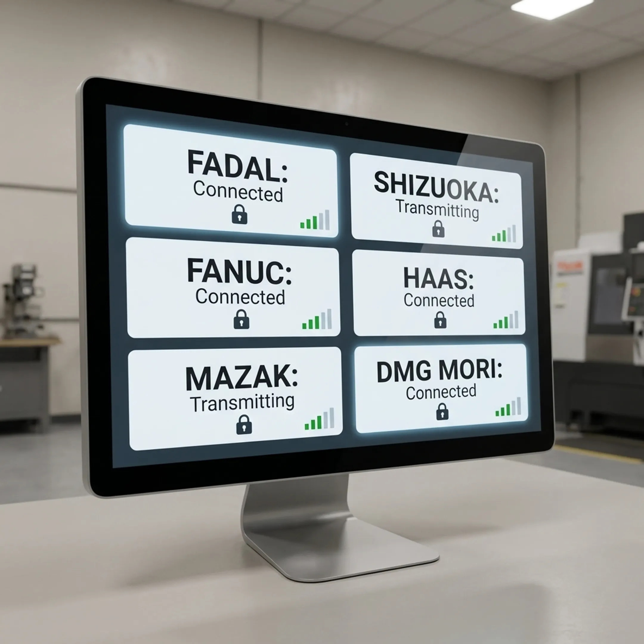Centralized DNC software interface communicating with CNC machine tools