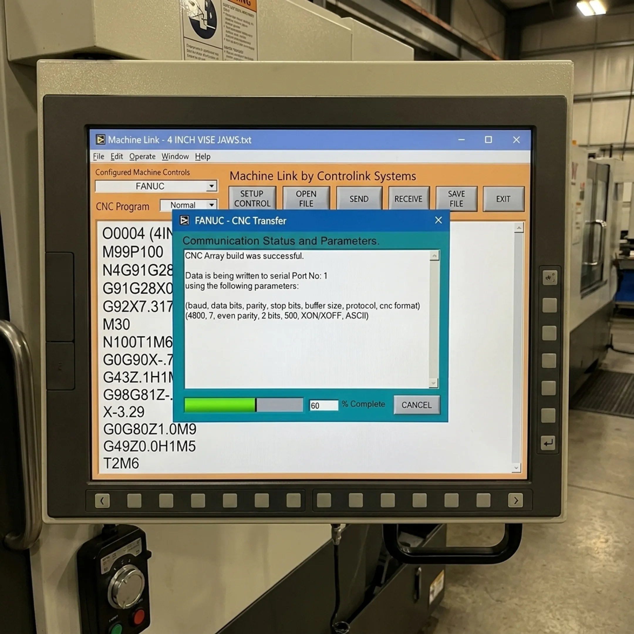 Automated CNC program delivery status on machine control