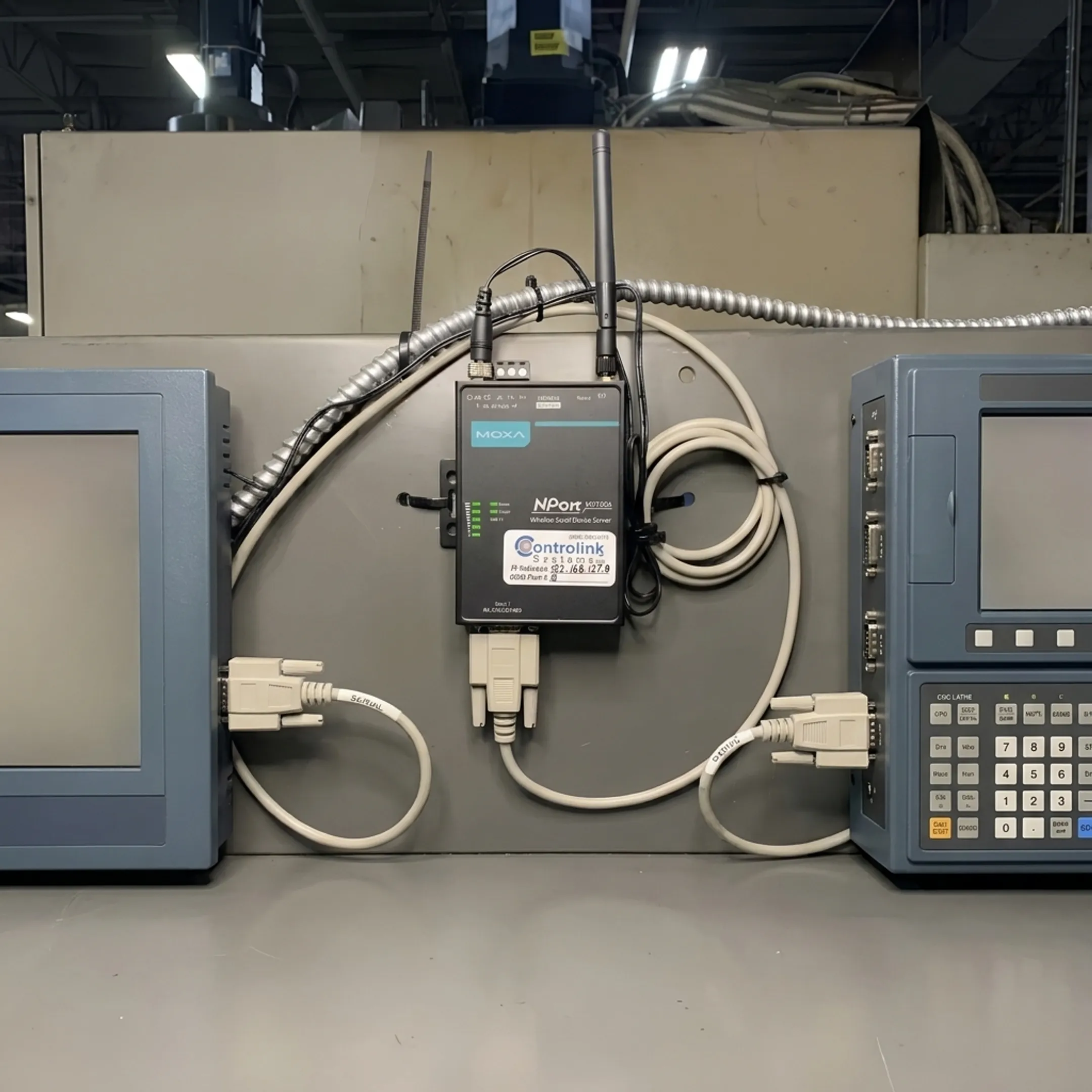 Diagram showing isolated email request to CNC machine tool control