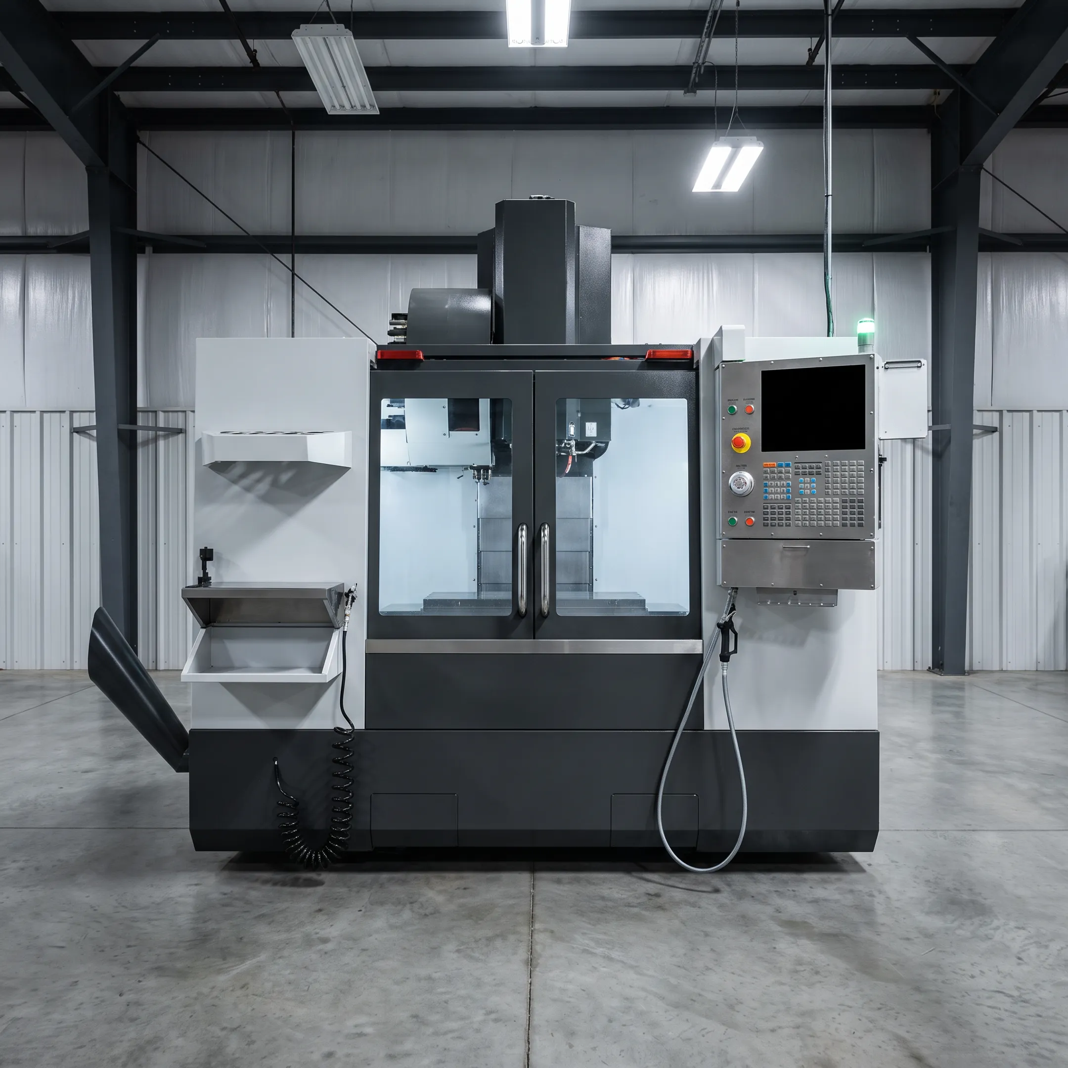 CNC machining center linked to automated shop floor control software