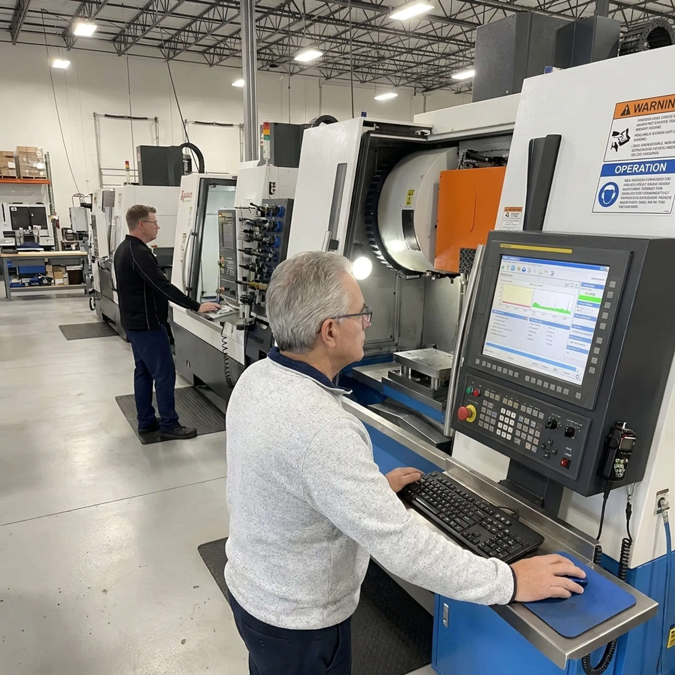 CNC machining facility utilizing manufacturing software for efficiency and compliance