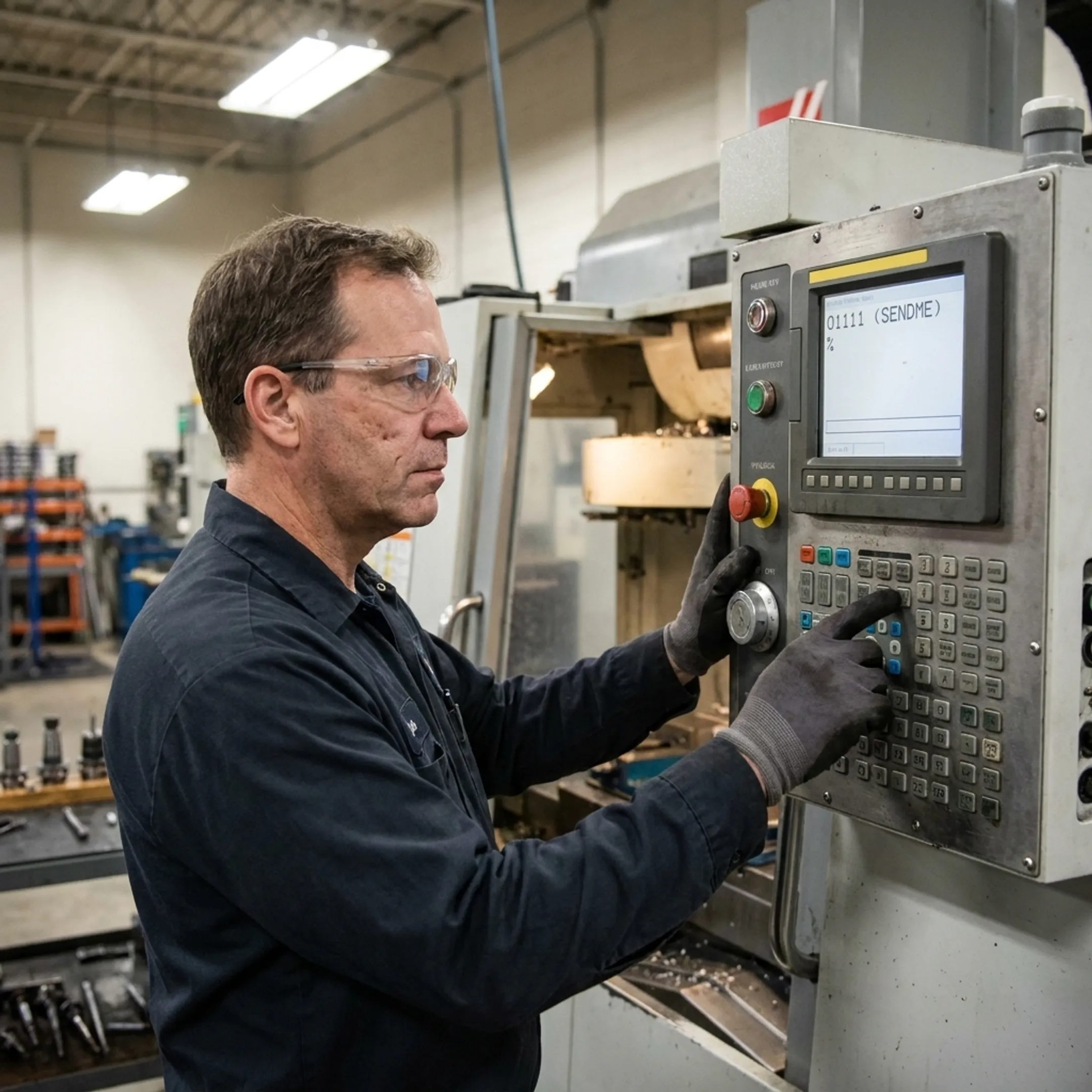 Machinist requesting secure CNC program directly from machine tool control