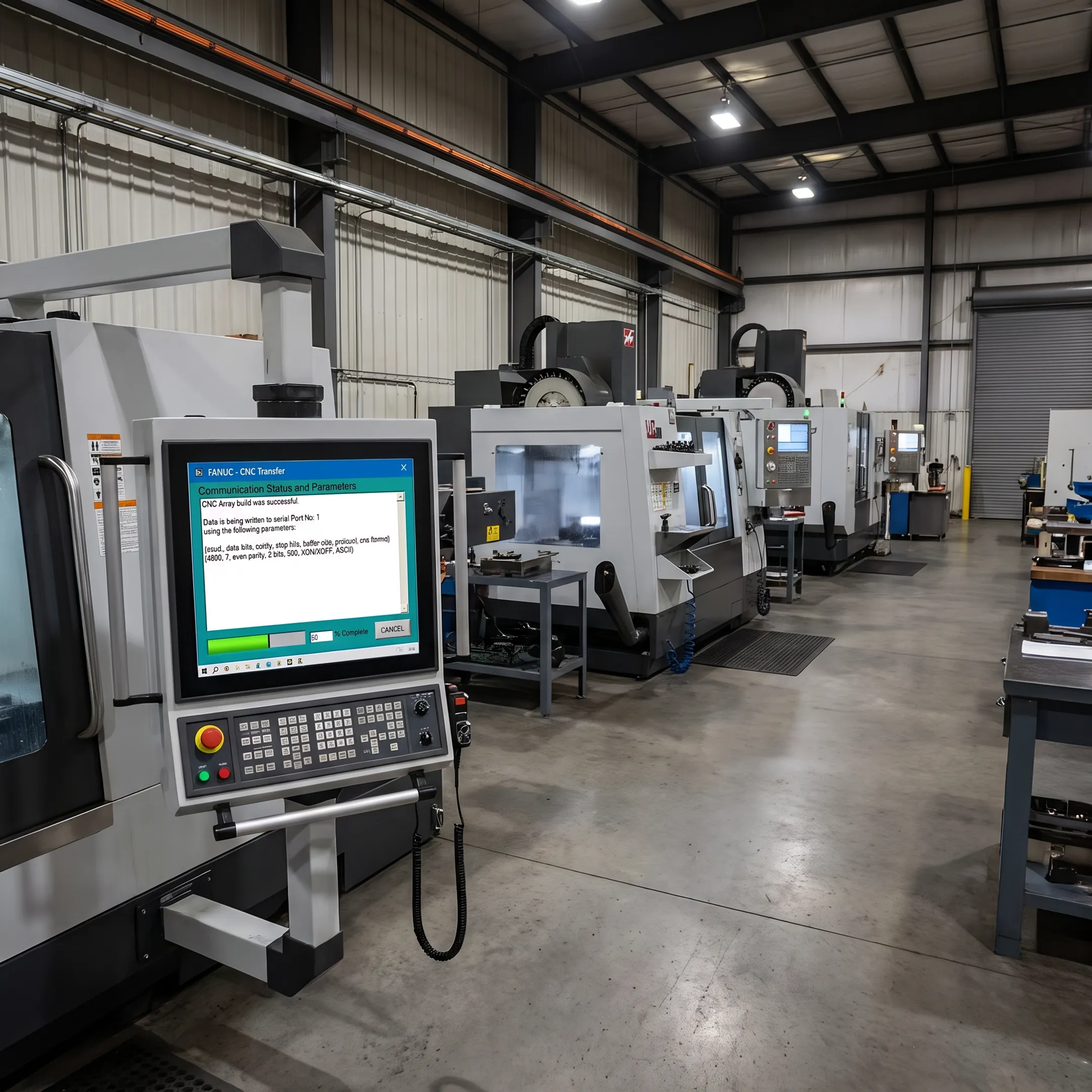 CNC machine control interface receiving program data securely