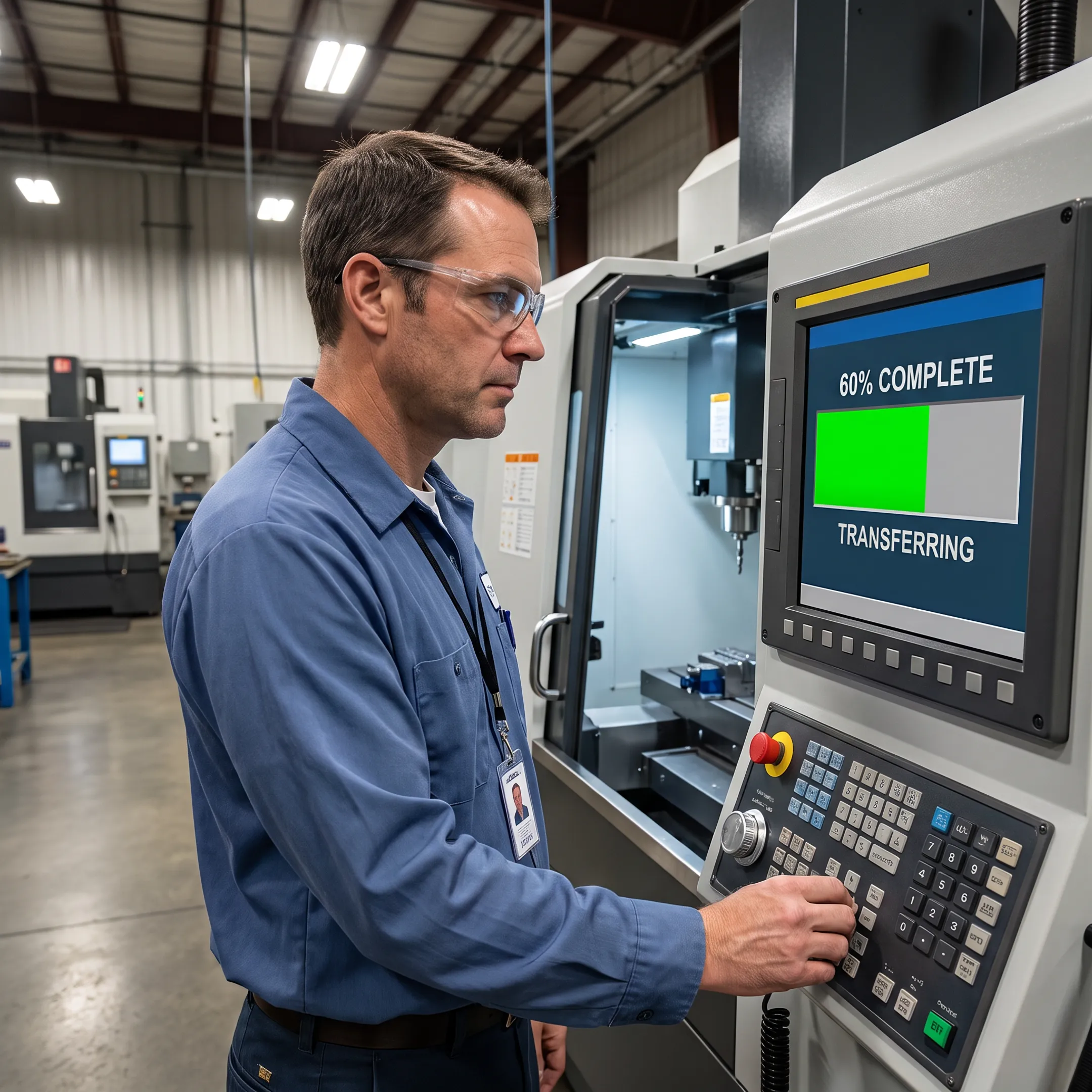 CNC machinist requesting G-code program directly from machine control panel