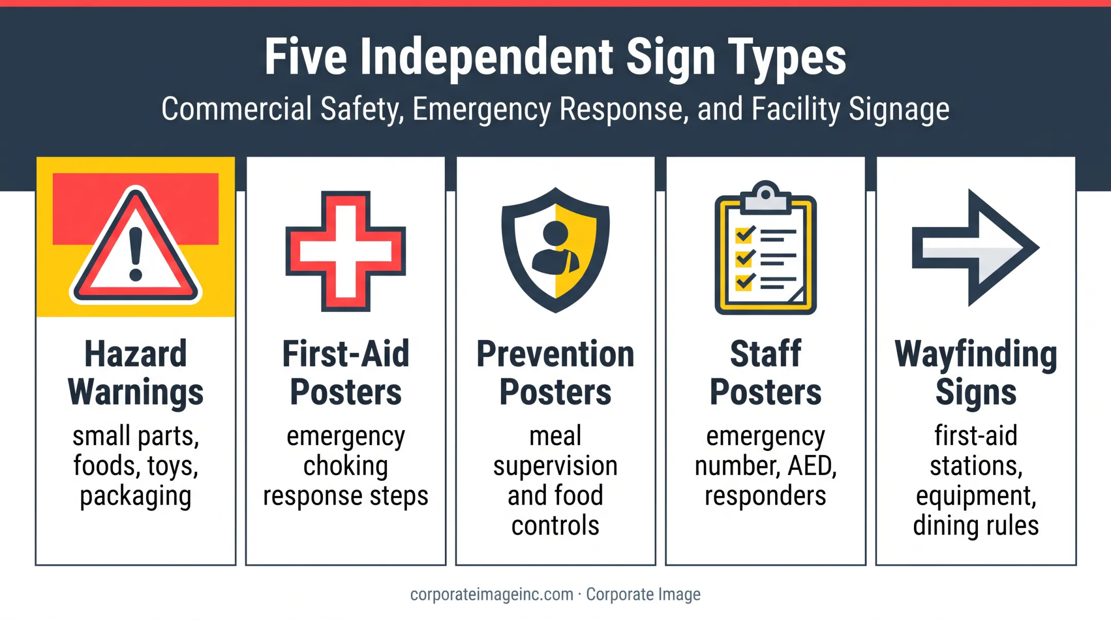 Five types of choking signs and posters for facilities