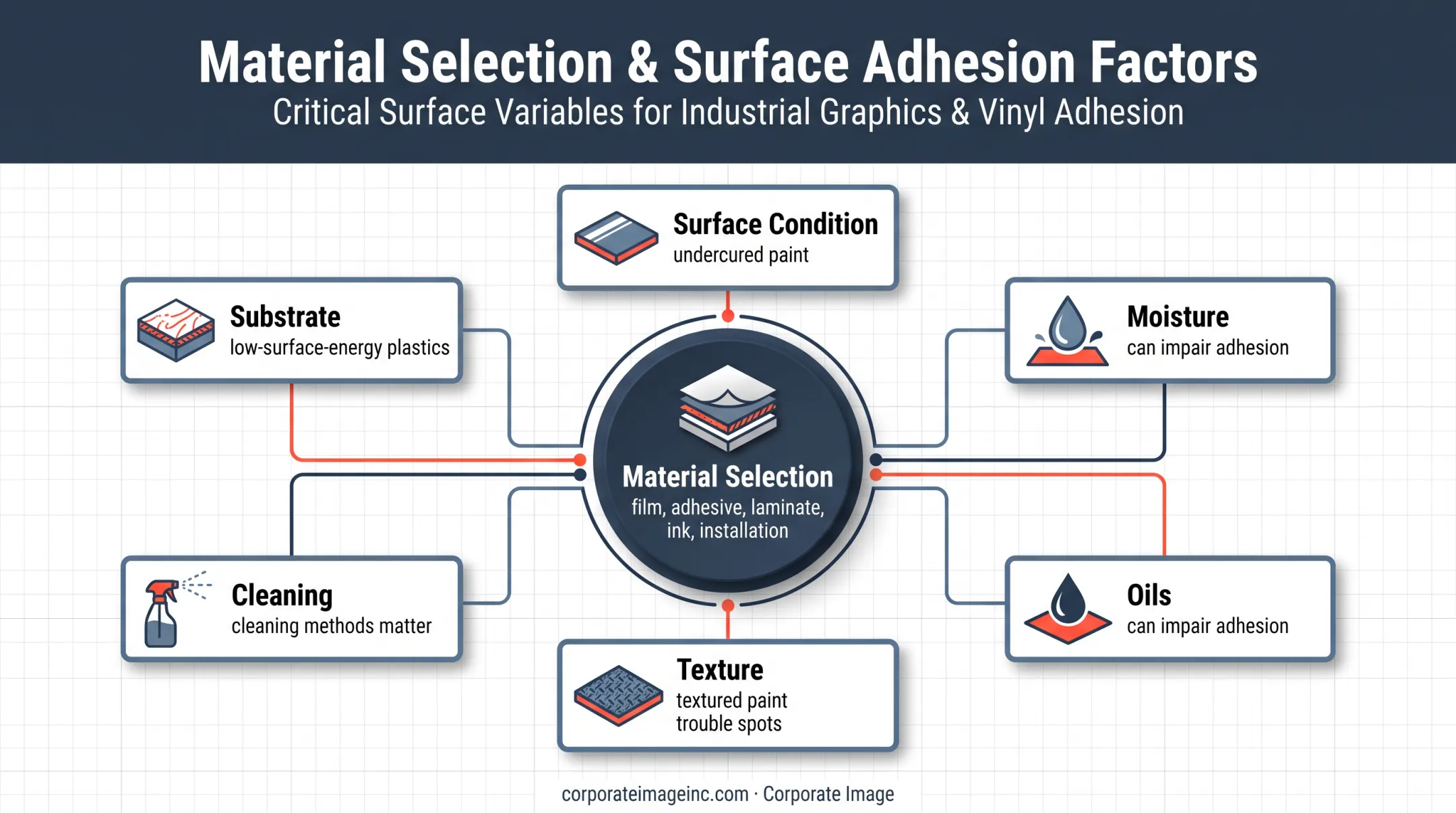 Industrial graphics surface and environment material selection factors