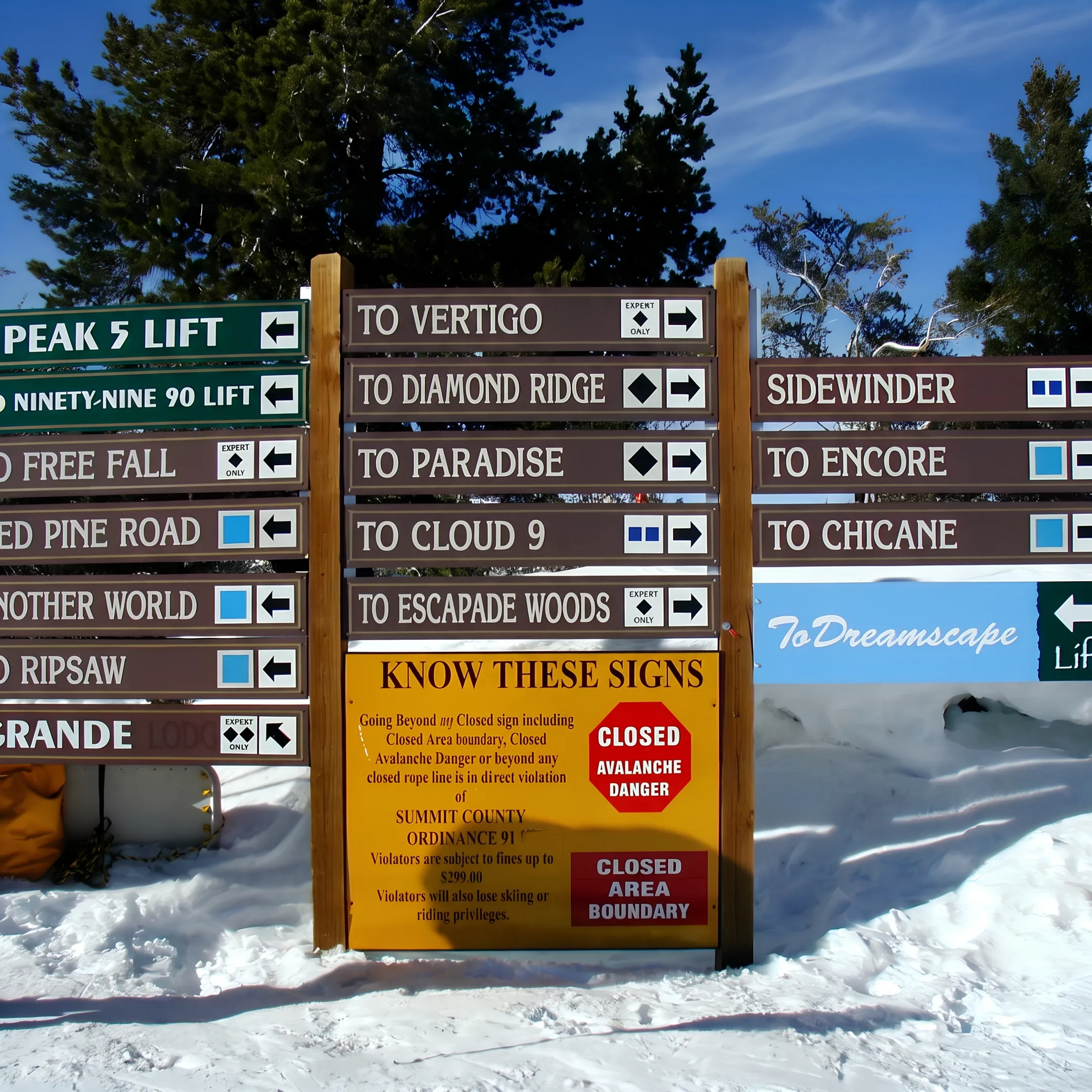 Custom pedestrian wayfinding sign installed along a resort pathway