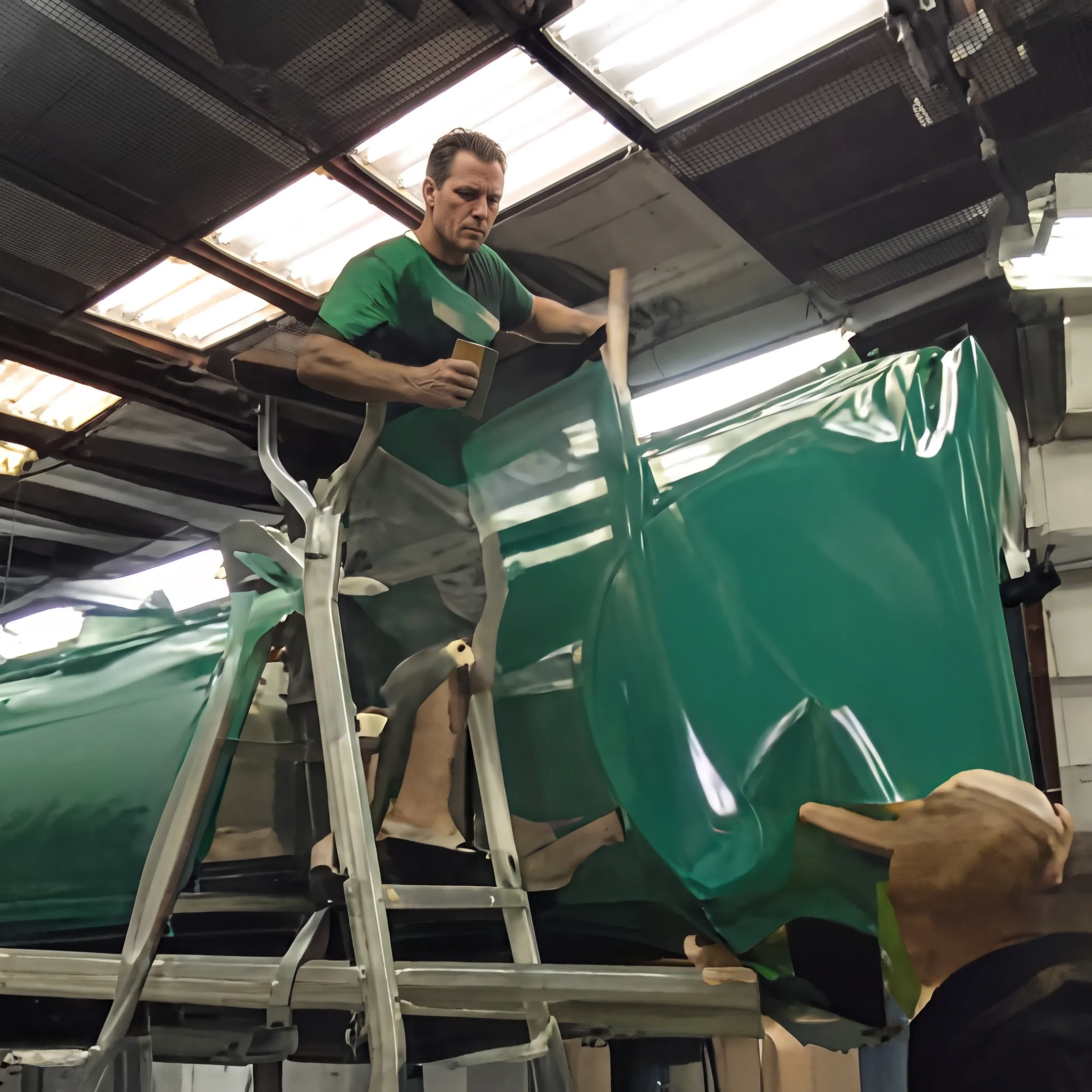 Custom graphics being installed on a fleet vehicle