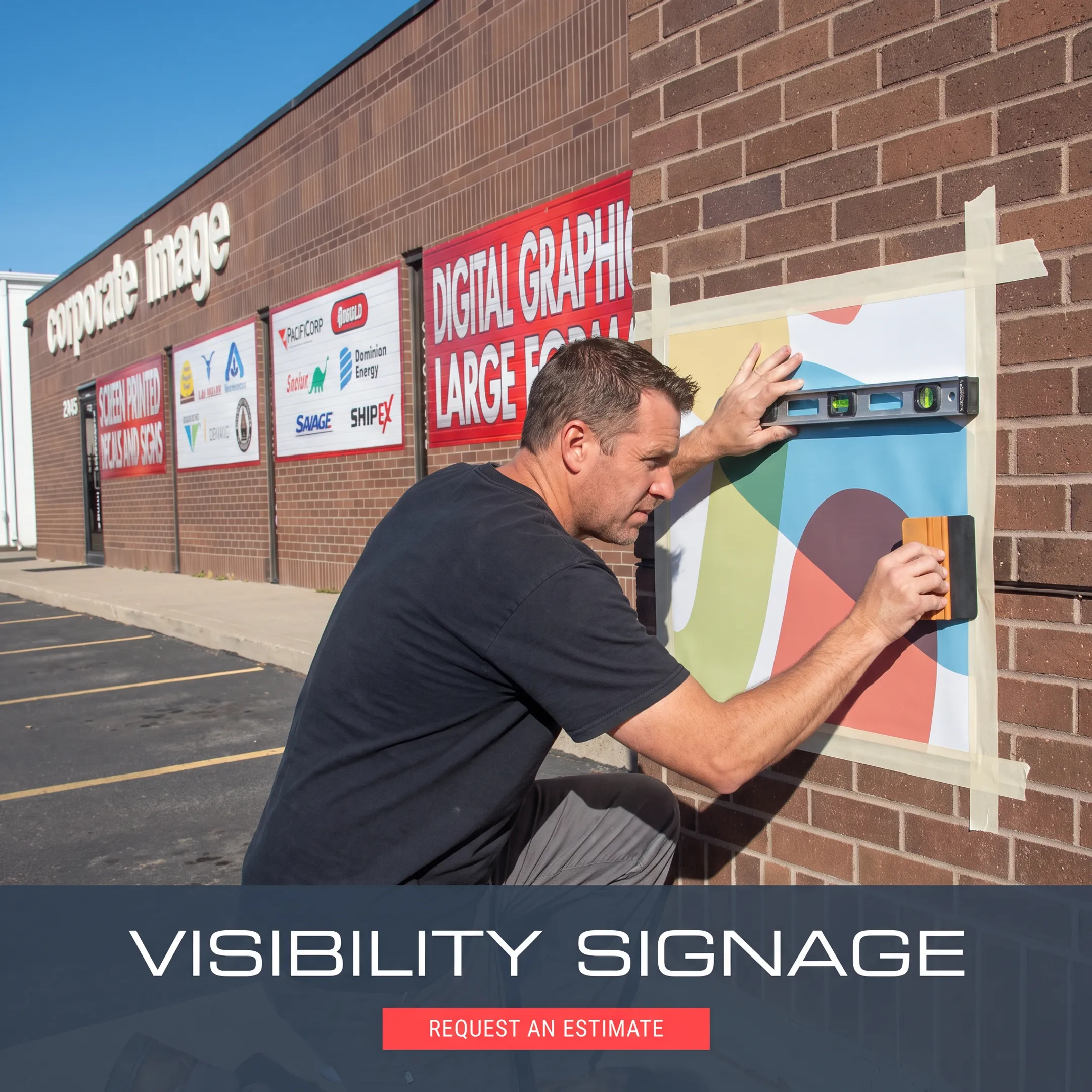 Professionally installed custom graphics on a commercial surface