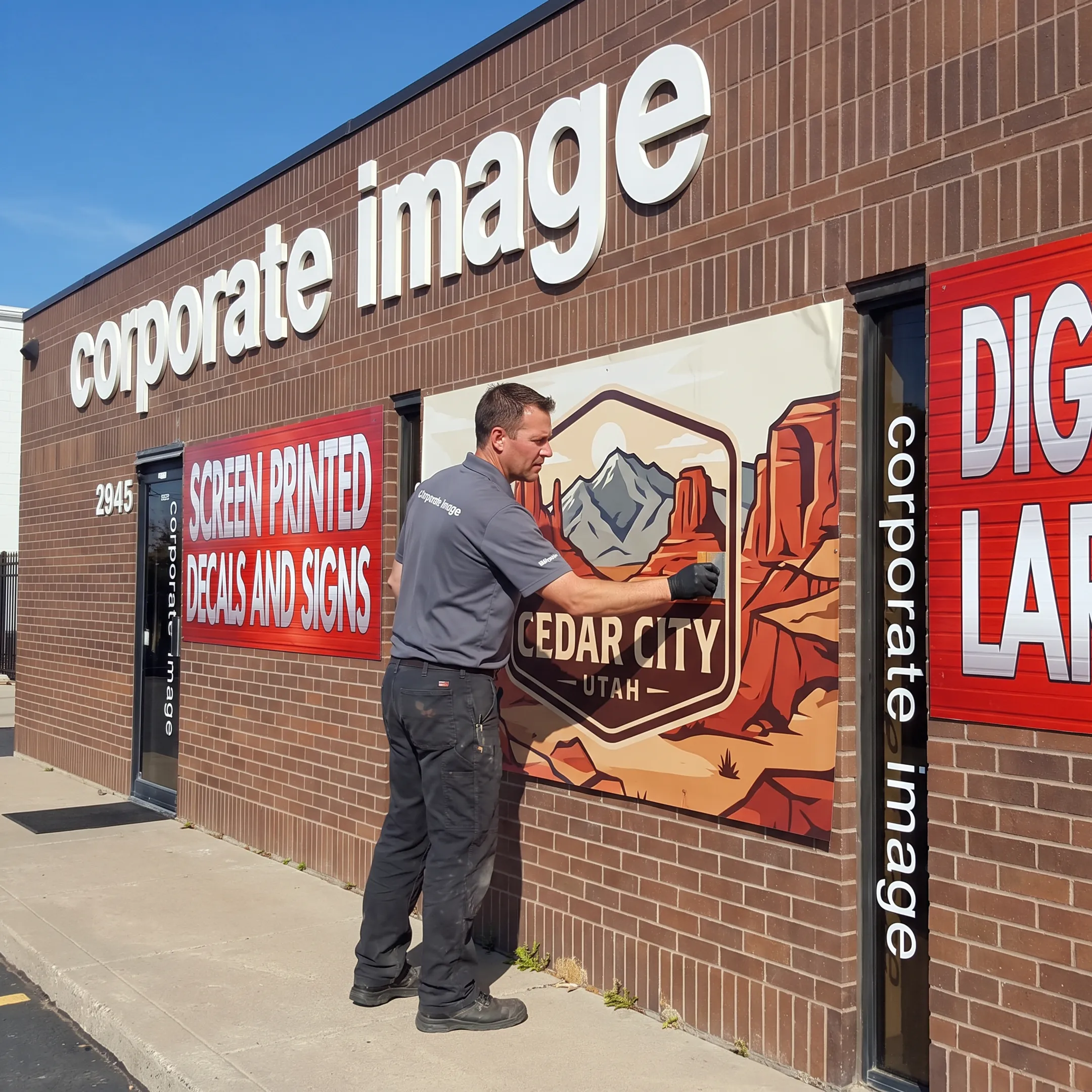 Professionally installed custom graphics on a commercial surface