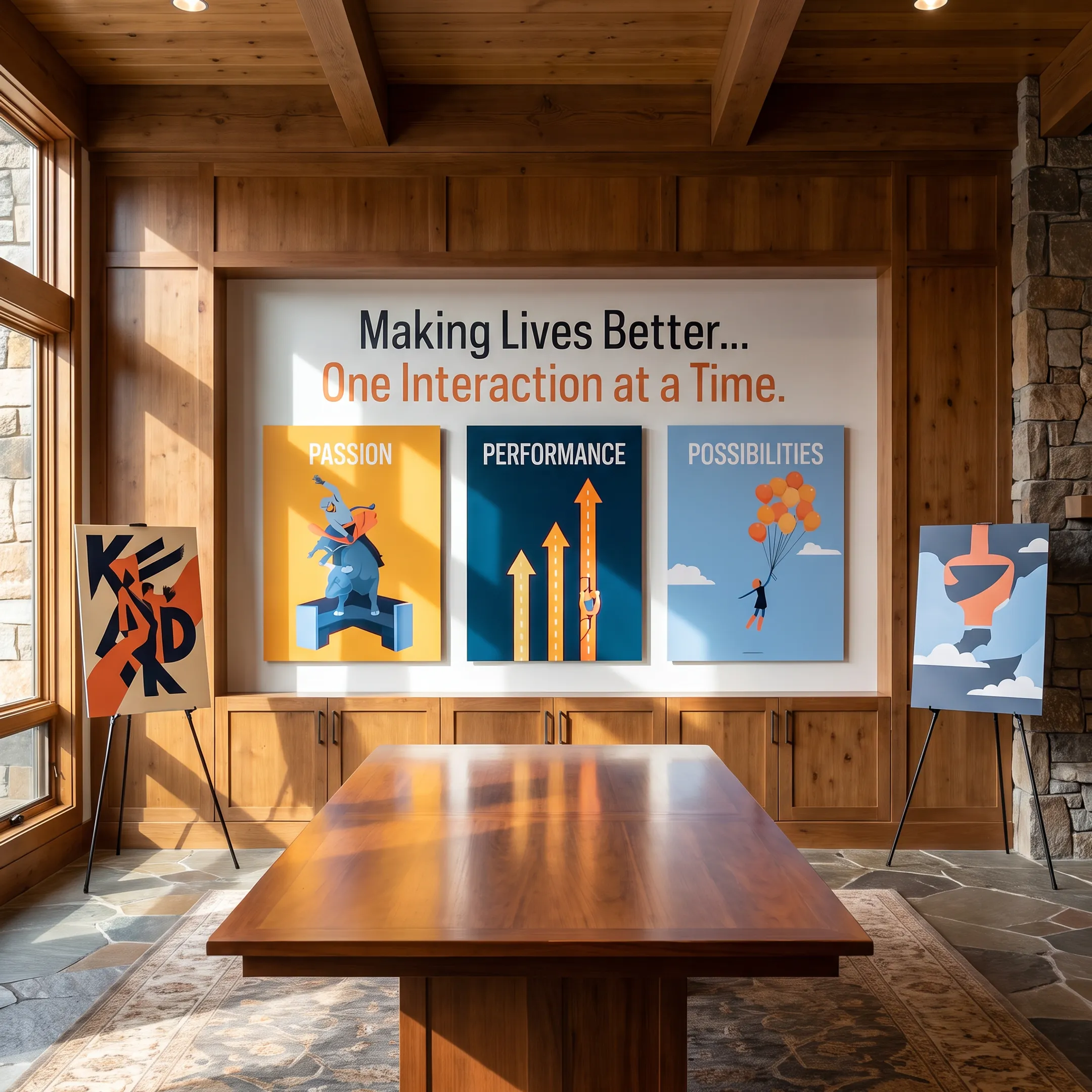 Custom printed posters displayed in a commercial environment