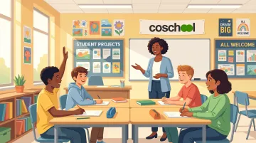 Diverse classroom students raising hands in psychologically safe engaged learning environment
