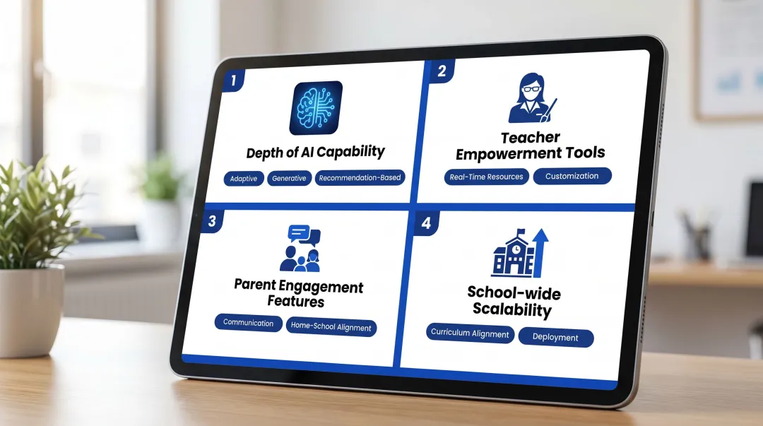 Four evaluation criteria for AI-powered school EdTech platform selection framework
