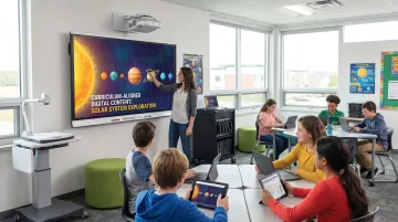 Extramarks Smart Class Plus interactive whiteboard displaying NEP-aligned lesson content