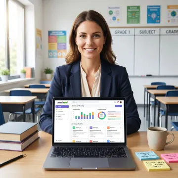Teacher using AI lesson planning tools for secondary classes
