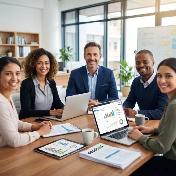 School leadership reviewing AI-powered academic dashboard