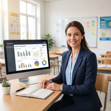 Teacher reviewing student progress analytics