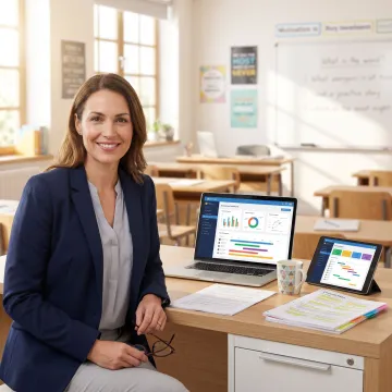 Teacher using an educational assessment platform dashboard