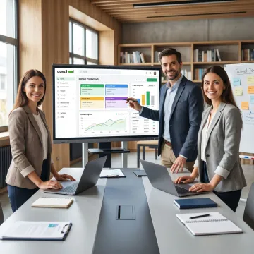 School staff using teacher workflow software