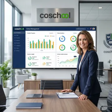 School principal reviewing an AI dashboard