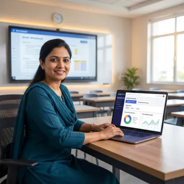 Teacher using AI test generator platform