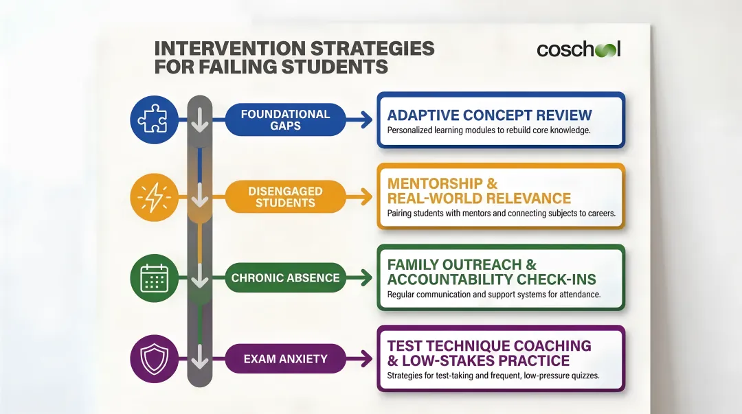 Four differentiated student intervention strategies based on failure root cause type