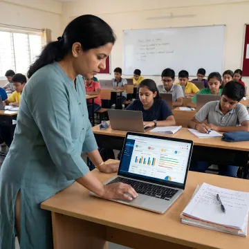 Indian middle school teacher using AI teaching dashboard