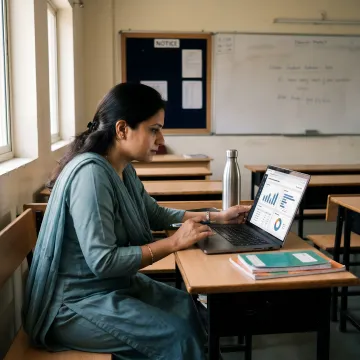 Teacher reviewing AI-generated lesson plan