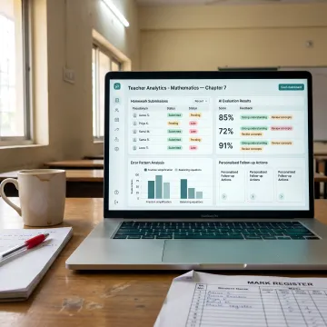 AI homework grading workflow on teacher dashboard