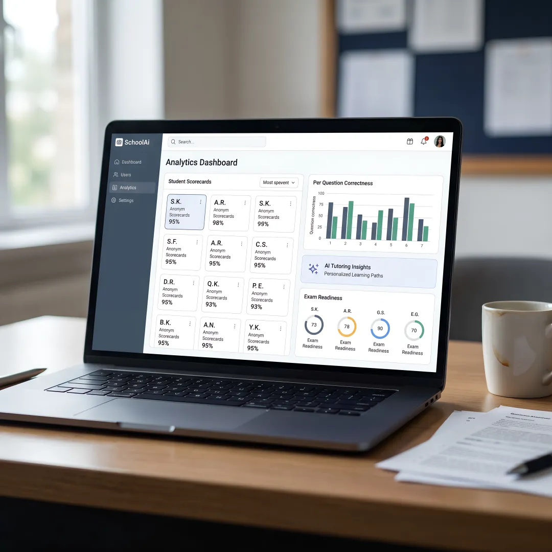 Teacher reviewing AI test prep analytics