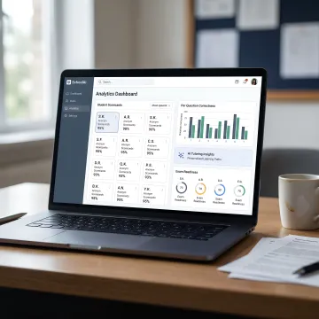 Teacher reviewing AI test prep analytics