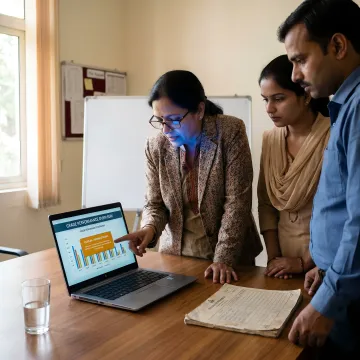 School academic team using analytics dashboard