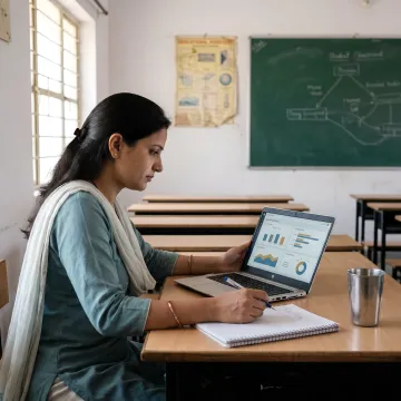 Teacher reviewing AI homework dashboard for students