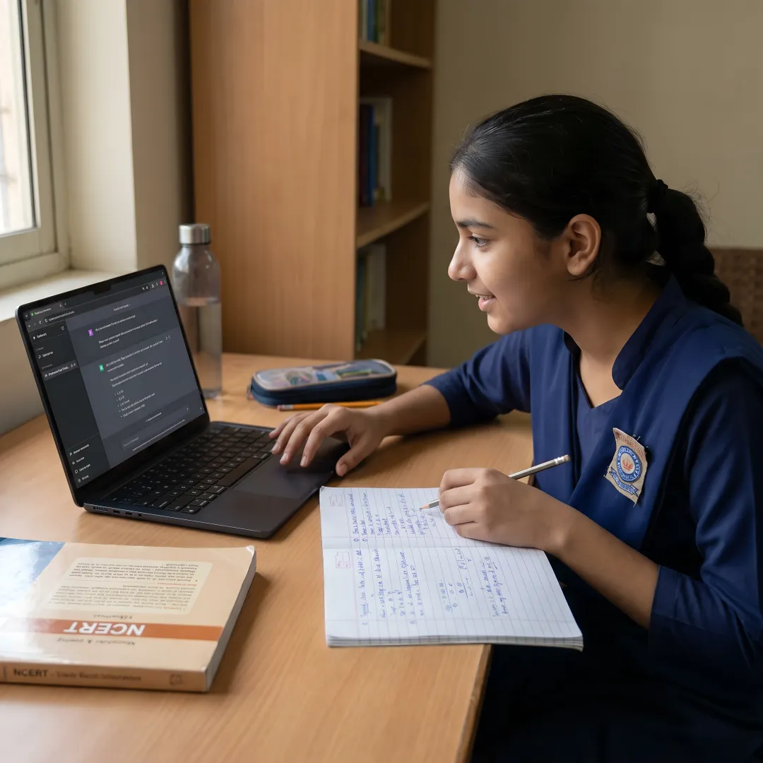 Student using AI tutor for exam practice questions