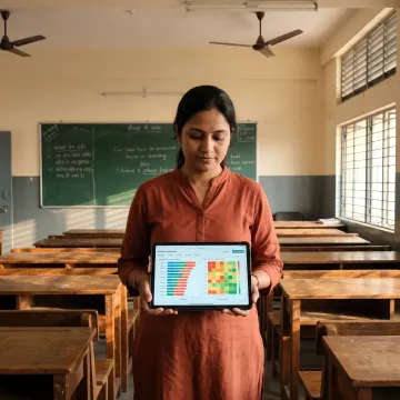 Teacher using student analytics process in classroom