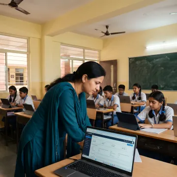 Students using an AP curriculum-aligned EdTech platform in class