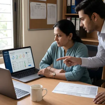 School leaders and teachers using academic platform dashboards