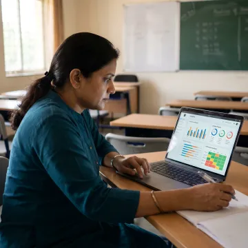Teacher using classroom analytics dashboard