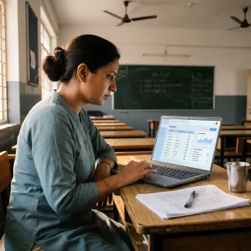 Teacher reviewing AI homework dashboard