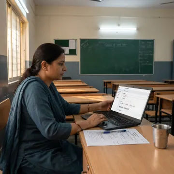 Teacher using AI test generator platform