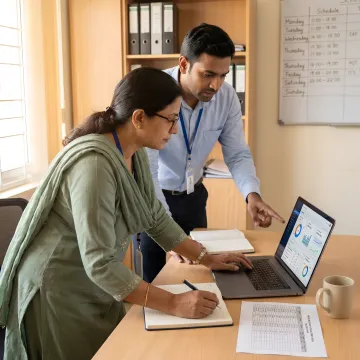 Teachers using school learning platform dashboard