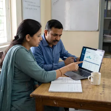 School staff using teacher workflow software