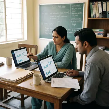 Teachers reviewing student performance insights